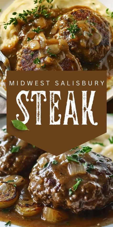 Salisbury Steak is a comforting homestyle dish made from ground beef, served with a savory mushroom gravy! 🍖🍄 This classic dinner is perfect for family meals, offering hearty flavors and an easy-to-make recipe that everyone will love. Serve with mashed potatoes or rice for the ultimate comfort food.

📌 Save this pin to make a delicious and comforting Salisbury steak with mushroom gravy for your next dinner!
#SalisburySteak #HomestyleDinners #ComfortFood #MushroomGravy #GroundBeefRecipes Salisbury Steak And Rice, Diy Salisbury Steak, Salisbury Steak With Ground Beef, How To Make Salisbury Steak Recipes, Midwest Salisbury Steak, Salsurby Steak, Ground Beef Rice And Gravy, Best Salisbury Steak Recipe With Mushroom-onion Gravy, Recipe For Salisbury Steak