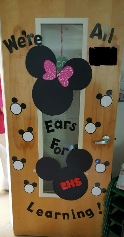 Mickey mouse classroom door Mickey Mouse Classroom Door, Disney Classroom Door, Disney Bulletin Boards, Mouse Door, Mickey Mouse Classroom, Disney Themed Classroom, Mickey Theme, School Door Decorations, Disney Classroom