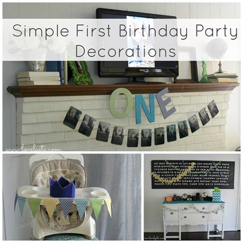 You don't have to have to spend days crafting up elaborate decorations to create a cute first birthday party.  Keep it simple and cute with these easy ideas. Simple First Birthday, Diy Birthday Banner, Twin First Birthday, First Birthday Party Decorations, Baby 1st Birthday, Photo Banner, Desert Landscape, Ideas Birthday, Boy First Birthday