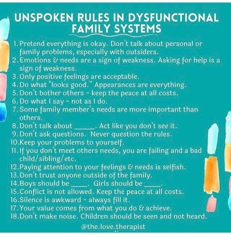 Dysfunctional Families, Unspoken Rules, Better Mental Health, Toxic Family, Family Systems, Family Problems, Keep The Peace, Family Rules, Family Therapy