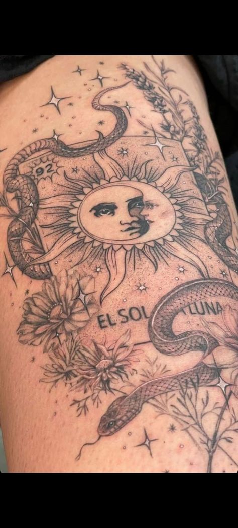 Earthy Tattoos, Hippie Tattoo, Sun And Moon Tattoo, Mystical Tattoos, Tarot Tattoo, Tatuaje A Color, Discreet Tattoos, Subtle Tattoos, Time Tattoos