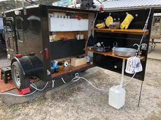 Squaredrop Camper, Small Cargo Trailers, Kitchen Work Area, Hiker Trailer, Coleman Stove, Small Trailers, Interior Cabin, Fish Cleaning Table, Rv Gear