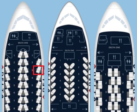 3 Delta One Seating Configurations, Reverse Herringbone, standard herringbone and staggered seating Delta One Seats, Delta First Class Seats, Delta One, Business Class Travel, Flying First Class, Business Class Seats, First Class Seats, First Class Flights, First Plane