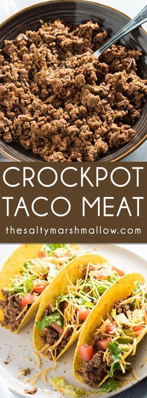 Crockpot Taco Meat: This crockpot taco beef is super easy to make right in the slow cooker for a healthy weeknight dinner recipe! Take hamburger to the next level with tasty crockpot tacos for dinner! Crockpot Tacos, Crockpot Taco Meat, Tacos For Dinner, Taco Beef, Crockpot Taco, Meat Recipes For Dinner, Crock Pot Tacos, Healthy Weeknight Dinners, Taco Meat