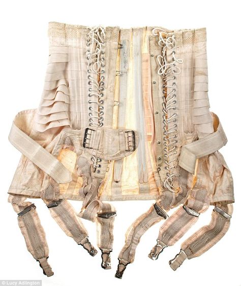 An original early 1920s corset, which was extremely restrictive for a waspish figure... 1920s Corset, 1950s Women, Archive Fashion, Her Book, Women Figure, Old Fashion, Mode Inspo, Look Cool, Daily Mail