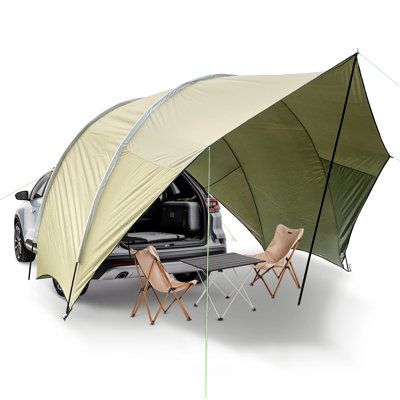 Our Canopy are not SUV tents per se, but they are a good additional piece of kit to use as an SUV tent or, if you are summer camping somewhere without a lot of bugs, good enough to keep you dry and protected without needing an additional tent. | Poloma Auto Canopy Camper Trailer Sun Shade for Camping Car Awning Sun Shelter Portable Waterproof 78.7 x 161.4 x 118.1 in | DLOM1053_88677331 | Wayfair Canada Car Tents For Camping, Camping Trailer Organization, Tab Trailer, Outdoor Bike Storage, Suv Tent, Minivan Camping, Camping Canopy, Car Awnings, Tacoma Truck