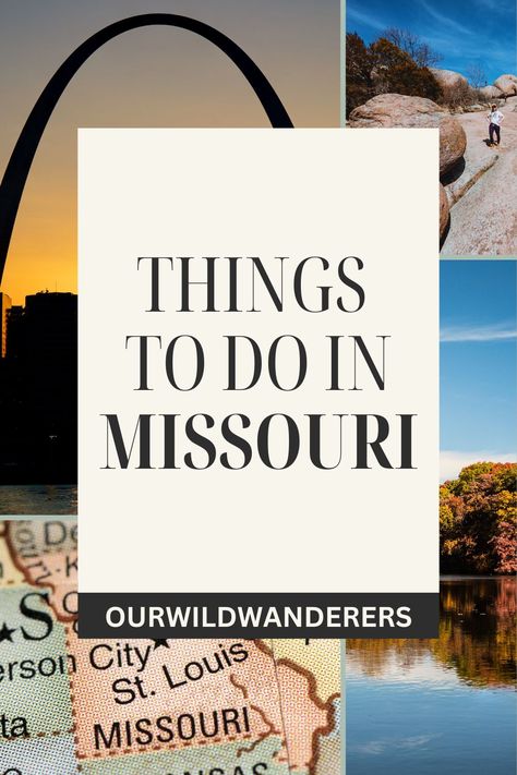 collage of Missouri travel photos with text things to do in Missouri Things To Do In Missouri, Missouri Hiking, Midwest Travel Destinations, Missouri Vacation, Jefferson City Missouri, Missouri State Parks, Missouri Travel, Midwest Travel, Missouri State