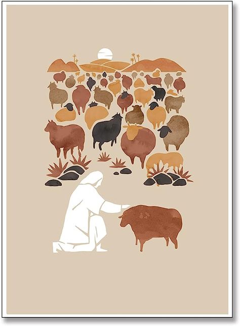 Christian Murals, Room Aesthetic Posters, Minimalist Christian Art, Minimalist Sketch, Christ The Good Shepherd, Painting Christian, Posters Decor, Christian Illustration, Christian Graphics