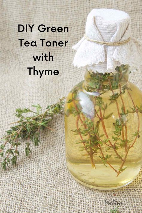 Thyme Ice Cubes For Skin, Acv Toner Diy, Toner Diy, Thyme For Acne, Thyme Tea Benefits, Diy Toner Face, Acv Toner, Diy Toner, Green Tea Toner