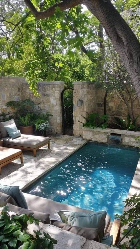 Backyard Jacuzzi, Dream Backyard Pool, Stone Pool, Small Pool Design, Small Pools, Dream Pools, Backyard Pool Designs, Swimming Pools Backyard, Small Pool