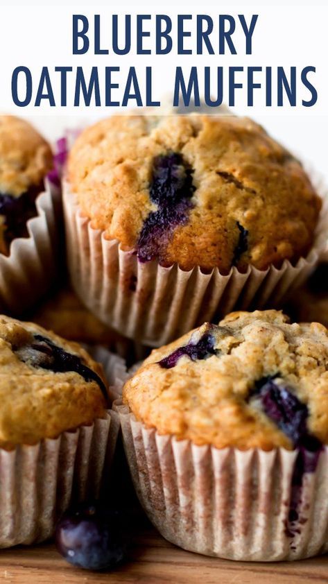 Blueberry Oat Muffins, Oatmeal Muffins Healthy, Blueberry Oatmeal Muffins, Blueberry Oat, Berry Muffins, Oat Muffins, Blueberry Oatmeal, Muffin Recipes Blueberry, Oatmeal Muffins