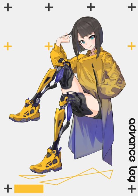 Amputee Drawing, Sci Fi Character Design, Leg Art, Cyborgs Art, Prosthetic Leg, Cyberpunk Anime, Arte Robot, Cyberpunk Character, 캐릭터 드로잉