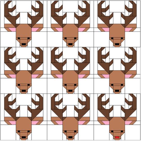 Sew Fresh Quilts: Santa's Reindeer Blocks for 100 Blocks Magazine Reindeer Quilt, Xmas Quilts, Block Quilt Ideas, Deer Quilt, Wildlife Quilts, Santa's Reindeer, Block Quilt, Quilt Care, Holiday Quilts