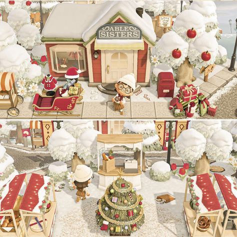 We love winter, and we especially LOVE the Able Sisters. So if you want to spice up your Able Sisters building with some winter festivities then this design is perfect for your Animal Crossing island Shop Ideas Design, The Able Sisters, Able Sisters, Festivus For The Rest Of Us, Acnh Cottagecore, Animal Crossing Wild World, Path Design, Love Winter, Sister Christmas