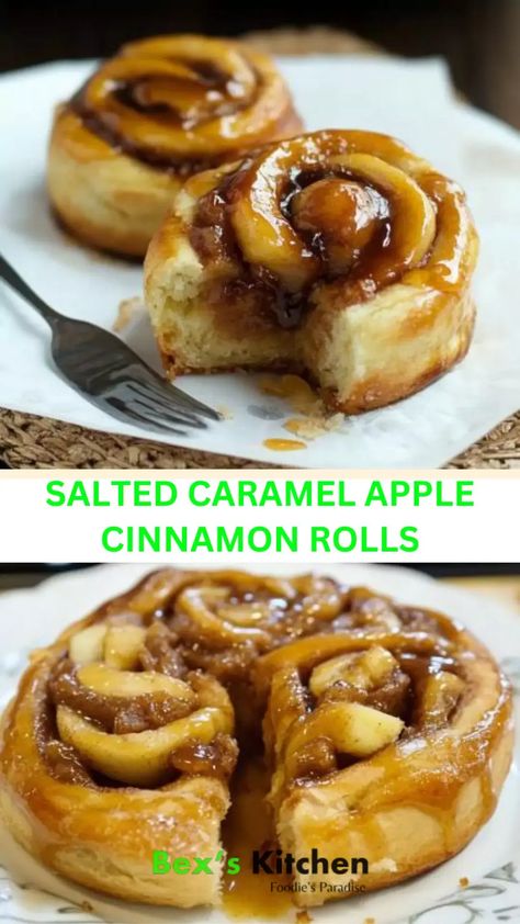 Salted Caramel Apple Cinnamon Rolls – Bex’s Kitchen Fresh Apple Cinnamon Rolls, Salted Caramel Cinnamon Rolls, Caramel Apple Rolls, Easy Apple Cinnamon Rolls, Gluten Free Caramel Rolls, Caramel Cinnamon Rolls, Caramel Apple Cinnamon Rolls, Salted Carmel, Caramel Rolls