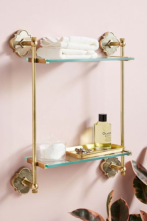 These Skincare Organizers Will Help You Finally Feel Like You Have It All Together Gold Shelf, Unique Cabinets, Gold Bathroom, Unique Bathroom, Ideas Bathroom, Bathroom Hardware, Bathroom Shelves, Bathroom Essentials, My New Room