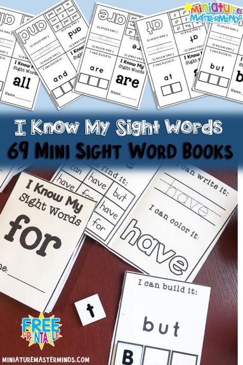 Sight Word Practice For Kindergarten and First Grade Mini Books Set #1 – Miniature Masterminds Sight Word Practice Kindergarten, Sight Word Booklets, Tutoring Ideas, Practice Sight Words, Preschool Sight Words, Printable Things, Sight Word Books, Sight Words Printables, Homeschooling Tips