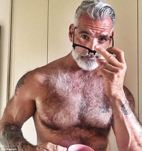 'Havin' selfie fun': Named as one of Attitude's Bachelors of the Year 2017, Varrecchia's 172,000 have also earned him work as a social media brand ambassador Anthony Varrecchia Silver Foxes, Hot Old Man, Anthony Varrecchia, Silver Foxes Men, Fake Bf, Dad Bodies, Age Is Just A Number, Handsome Older Men, Scruffy Men