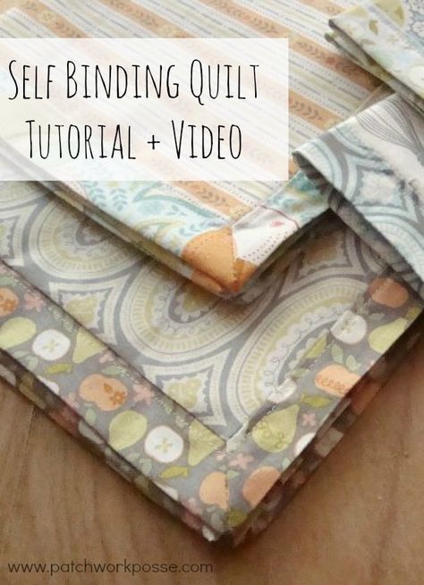 Self Binding Quilt Tutorial, Self Binding Quilt, Binding Quilt, Machine Binding A Quilt, Quilt Tutorial Video, Quilt Binding Tutorial, Mini Quilt Patterns, Binding Tutorial, Quilt Tutorial