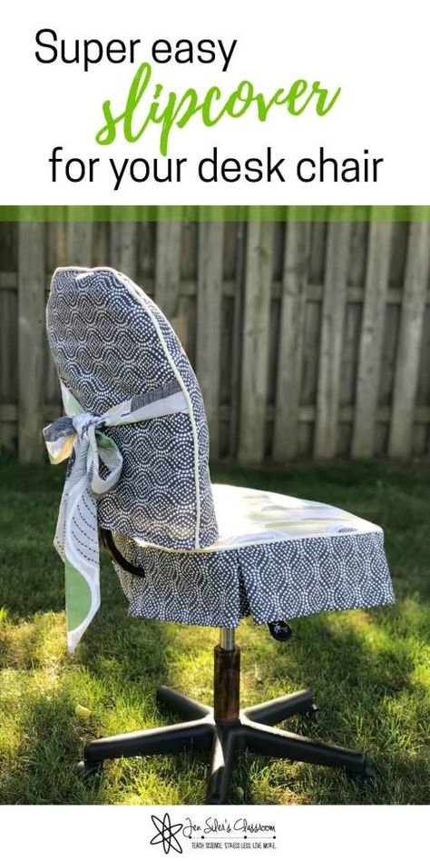 Diy Desk Chair Cover, Office Chair Slipcover Diy, Office Chair Covers Slipcovers, Diy Office Chair Cover, Rocking Chair Redo, Desk Chair Makeover, Office Chair Makeover, Desk Chair Covers, Quilt Room