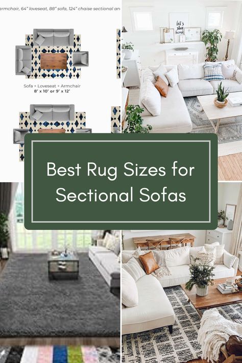 Finding the perfect rug size for your living room with a sectional sofa can feel challenging, but we're here to help! Discover our quick guide to selecting the right size rug that complements your sectional beautifully. Get tips on optimal placement to tie your space together stylishly. Learn about area rugs, round options, and layering techniques for an inviting look. Make your living room cozy and functional with the ideal rug size that fits your furniture arrangement perfectly. Let's make your space easier to manage and visually appealing! Rug Under Couch Placement Living Room, Sectional Sofa Rug Placement, Sectional With Round Rug, 6x9 Rug Living Room Layout, Rug Under Sectional Sofa Layout, Sectional Placement Living Rooms, Rug Under Couch Placement, Rug Placement With Sectional, Living Room With Sectional Sofa