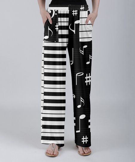 Music Dress, Fashion District, Elastic Waist Pants, Themed Outfits, Fashion Design Clothes, Pants Women, Waist Pants, Music Notes, Straight Leg Pants