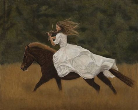 Harmony, painting of a woman on a horse riding through a field Horseback Riding Aesthetic, Harmony Painting, Playing A Violin, Woman Riding Horse, Horse Riding Aesthetic, Fantasy Horses, Horse Aesthetic, Historical Painting, Horse Drawing