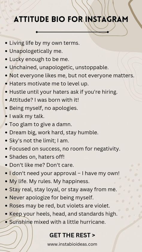 Best attitude bio for instagram, Instagram bio for boys attitude, instagram bio for girls attitude | Instagram bio, Instagram Captions, Instagram Bio Ideas, Instagram Bio for Boys and Girls, #short #instagrambio #bioforinstagram #instagrambioideas #instagramcaptions #socialmedia #instagram #quotes #attitude #captions #captionsforinstagram Instagram Bio Ideas Atitude, Success Bio For Instagram, Whatapps Bio Idea, Quotes To Put In Your Bio, Attitude Bio For Instagram Boys, Captions For Whatsapp Bio, Self Love Bio For Instagram, Bio Ideas Attitude, Attitude Bio For Girls Instagram