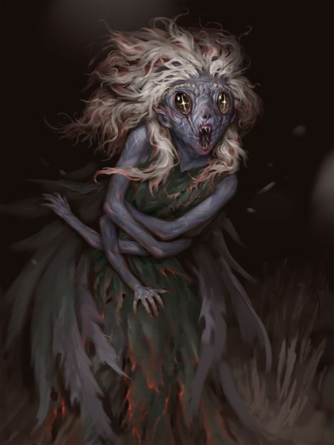 ArtStation - Banshee, Denis Zhbankov Dark Fae, Fae Aesthetic, Tree Monster, Fae Art, Monster Artwork, Dark Creatures, D D Monsters, Monster Characters, Forest Creatures