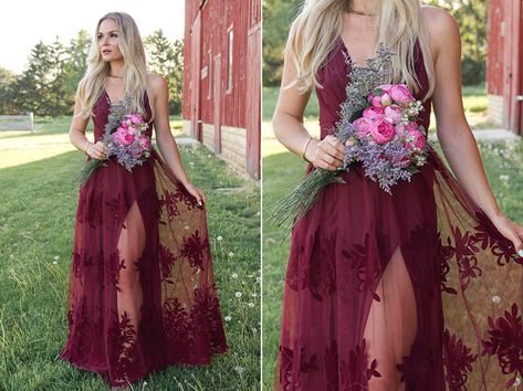 Boho Burgundy Dress Lace Wedding Guest Dress Photoshoot - Etsy Non Traditional Bridesmaid Dresses, Maroon Wedding Dress, Burgundy Wedding Dress, Puffy Prom Dresses, Country Bridesmaid Dresses, Photo Shoot Dress, Beach Photo Shoot, Lace Wedding Guest Dress, Fall Bridesmaids