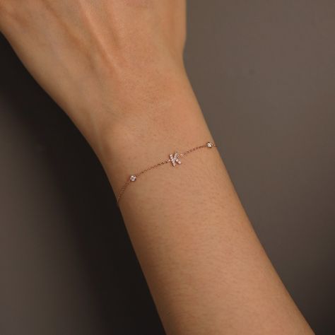 Initial Bracelet K, K Bracelet, Real Earth, Hand Jewelry Rings, Dainty Gold Bracelet, Bracelet Diamond, Bracelets Gold Diamond, Initial Bracelet, Jewelry Lookbook