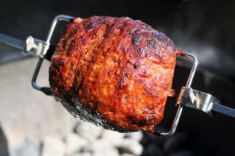 Rotisserie Boneless Leg Of Lamb With Lemon, Rosemary, & Garlic Rotisserie Lamb, Boneless Leg Of Lamb, Lamb Leg Recipes, Lamb Gyros, Lamb Leg, Leg Of Lamb, Wild Game Recipes, Rabbit Food, Garlic Recipes