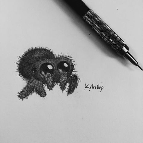 Lucas the spider Spider Cute Drawing, Cute Spider Sketch, Drawing Ideas Spider, Cute Spider Painting, Spider Coming Out Of Eye Drawing, Sketches Of Spiders, Cute Spider Tattoo, Spiders Drawing, Spider Pencil Drawing