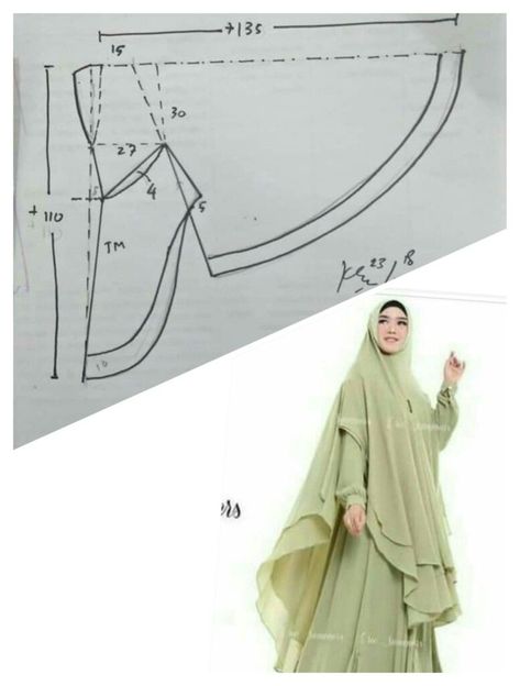 Khimar Sewing Pattern, Hijab Designs Pattern, Cape Dress Pattern, Sewing Dresses For Women, Wedding Dress Sewing Patterns, Dress Patterns Diy, Hijab Designs, Girls Dress Sewing Patterns, Mode Turban