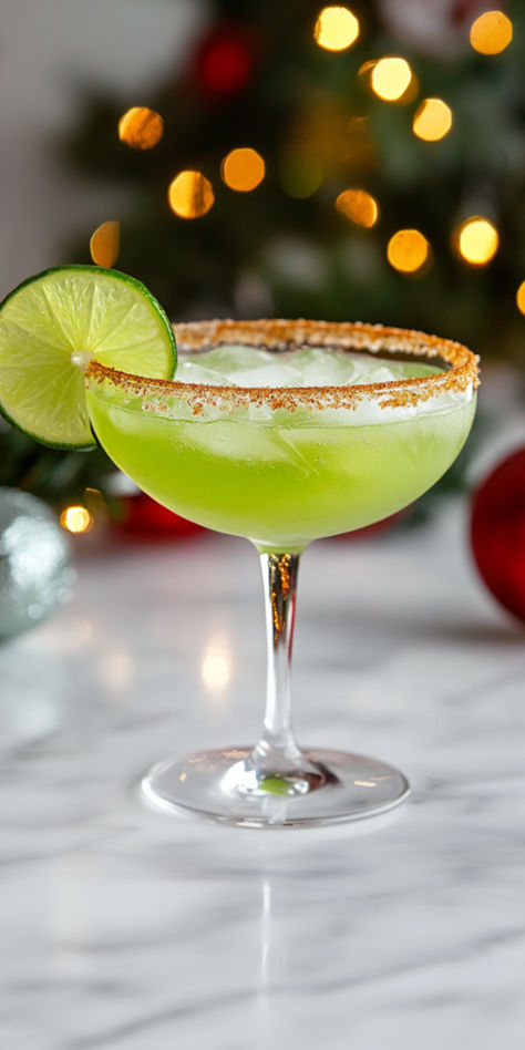 Holly Jolly Margarita Recipe Drinks With Casamigos, Margarita With Tajin Rim, Melon Liquor Drinks, Cocktails With Lime, Tequila Martini, Holiday Margaritas, Midori Melon, White Cranberry Juice, Melon Liqueur