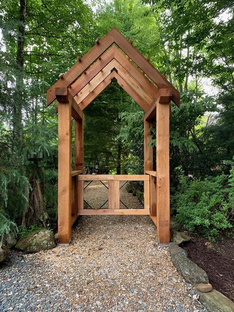 Arbor Entrance, Cedar Arbor, Lake Landscaping, Garden Gates And Fencing, Prayer Garden, Arch Trellis, Backyard Greenhouse, Garden Arbor, Farmhouse Garden