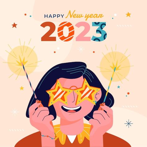 New Year Eve Illustration, New Year Illustration 2024, New Years Eve Illustration, Hny Card, New Years Illustration, New Year Wishes Cards, Celebration Illustration, Khmer New Year, New Year Post