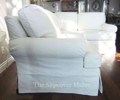 White Slipcover Sofa, White Linen Sofa, White Slipcovers, Custom Slipcovers, Washable Slipcovers, Slip Covers, Ottoman Slipcover, Upholstery Diy, Furniture Update