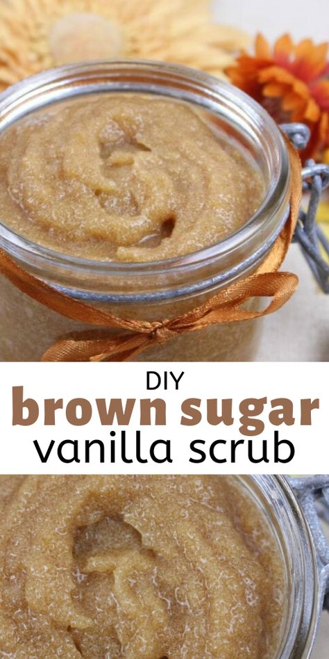 Exfoliating Body Scrub Diy, Sugar Body Scrub Recipe, Brown Sugar Body Scrub, Vanilla Scrub, Body Scrub Homemade Recipes, Diy Vanilla, Diy Sugar Scrub Recipe, Diy Body Scrub Recipes, Body Care Recipes