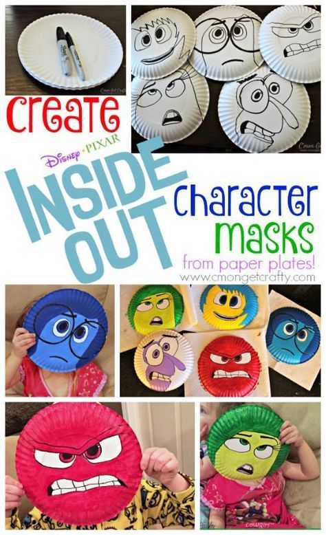 Add to the fun of exploring emotions with Disney's Inside Out by making these fun Inside Out character masks! Inside Out Party Ideas, Plate Crafts For Kids, Diaper Bouquet, Inside Out Emotions, Zones Of Regulation, Inside Out Characters, Emotions Activities, Paper Plate Crafts For Kids, Thor Hammer