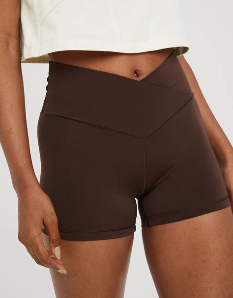 OFFLINE By Aerie Real Me High Waisted Crossover 3" Bike Short Aerie Shorts, Aerie Real, Offline By Aerie, Black Bike, Fleece Shorts, Shorts For Women, Lady Biker, Comfy Shorts, Gingham Check