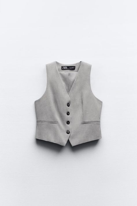 Tailored Waistcoat, Full Look, Zara United States, Welt Pockets, Welt Pocket, Blue Grey, Fashion Show, Zara, V Neck