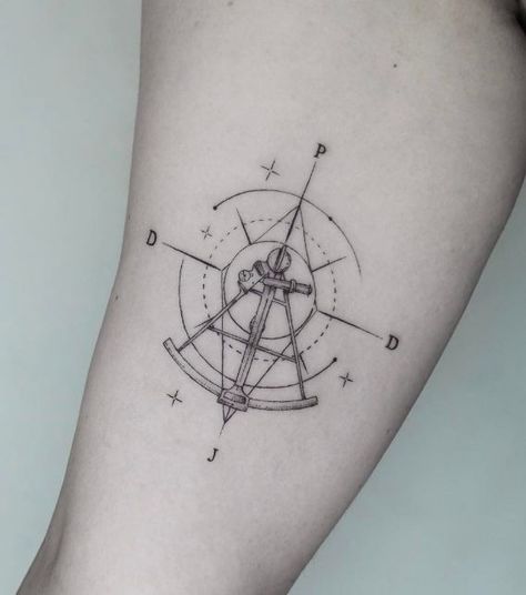 Sextant Tattoo, Aviation Tattoo, Z Tattoo, Key Tattoos, Mouse Tattoos, Nautical Tattoo, Aesthetic Tattoo, Tattoo Sleeve Designs, Beauty Tattoos