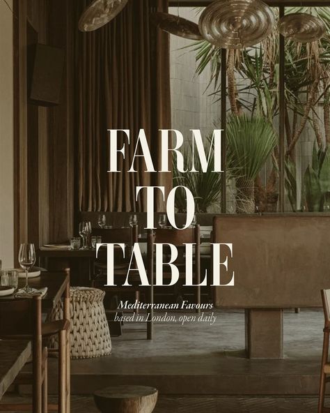 Farm to table is a shared dining experience nestled in London. Dishes are inspired by the Mediterranean kitchen. The restaurant is looking for a new brand identity that showcases their unique dishes. #modernbrieffarmtotable #branding #brandinginspiration #brandingagency #brandingstudio #brandingstrategy #restaurantbranding #brandingdesign #foodbranding #brandingstudio #mediterranean #fresh #graphicdesign #brief #challenge #restaurant #logodesigner #designer #design #graphicdesigncommunity #c... Mediterranean Interior Restaurant, Luxury Restaurant Branding, Farm To Table Restaurant, Mediterranean Restaurant, Mediterranean Restaurant Design, Buffet Restaurant, Mediterranean Kitchen, Mediterranean Interior, Luxury Restaurant