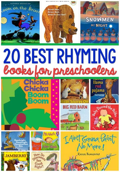 Rhyming Words List, Preschool Readiness, Books For Preschoolers, Rhyming Pictures, Pre K Pages, Rhyming Activities, Preschool Reading, Holiday Lessons, Rhyming Books