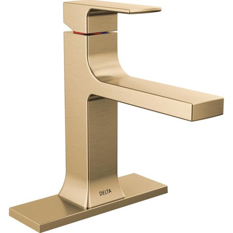 Velum Single Hole Bathroom Faucet with Drain Assembly, Single Handle Bathroom Sink Faucet Transitional Bathrooms, Navigation Design, Bronze Bathroom, Single Handle Bathroom Faucet, Single Hole Bathroom Faucet, Delta Faucets, Champagne Bronze, Single Hole Faucet, Bath Faucet