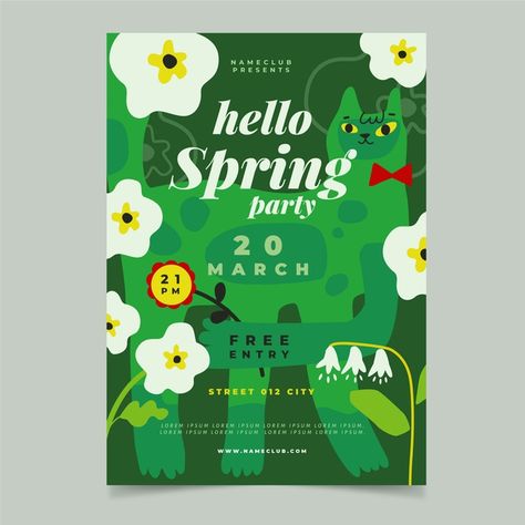 Spring Sale Poster, Poster Template Free, Illustrator Vector, Flyer Poster, Spring Party, Vector Hand, Hello Spring, Spring Sale, Poster Template