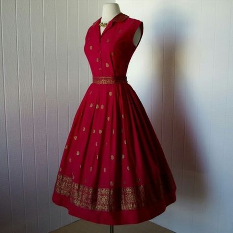 50s Skirt And Top Dress, Long Gown Design, Simple Frocks, Kaftan Designs, Long Dress Design, Salwar Kamiz, Indian Dresses Traditional, Trendy Dress Outfits, Vintage 1950s Dresses