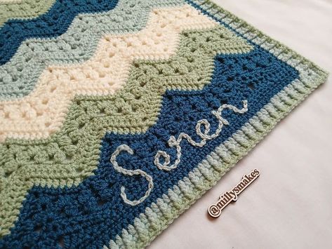 Made for Seren.... 💚💙💚 I'm loving making these personalised blankets! What name can I do next for you?! 🤗🧶 Pattern - #6daykidblanket by @bettymcknit Yarn - #stylecraftspecialdk by @stylecraftyarns from @woolwarehouse Yarn pegs - @elizaand.thegiraffe Personalised tag & photo prop - @makeitpersonalcompany #crochet #crocheting #crochetblanket #crochetbabyblanket #babyblanket #handmadeblanket #handmadebabyblanket #bespokebabyblanket #personalisedbabyblanket #personalisedblanket #personal... Crochet Names On Blankets, Crochet Words On Blanket, Crochet Baby Blanket With Name, Crochet Name Blanket, Crochet Names, Yarn Pegs, Crochet Letters, Handmade Baby Blankets, Baby Blanket Crochet Pattern