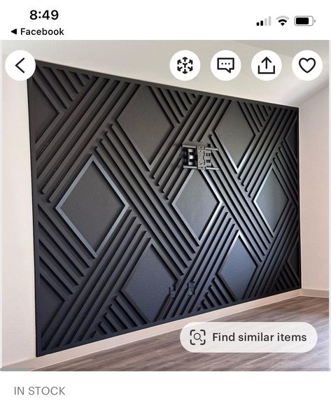 Black Wall Pattern Design, Partial Wall Paneling, Accent Walls In Living Room Modern, Accent Wall Behind Couch, Accent Wall Ideas For Bedrooms, Feature Wall In Kitchen, Black Home Interior Design, Modern Textured Walls, Textured Wallpaper Accent Wall